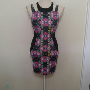 Brightly colored bodycon dress with cutouts size small